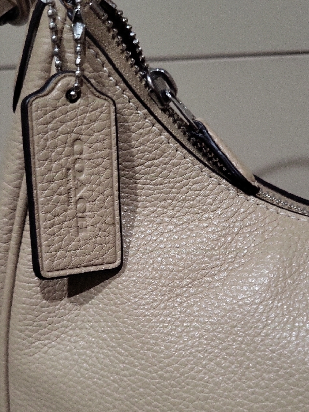 Coach Pebbled Leather Shoulder Bag in Tan - Picture 3 of 10